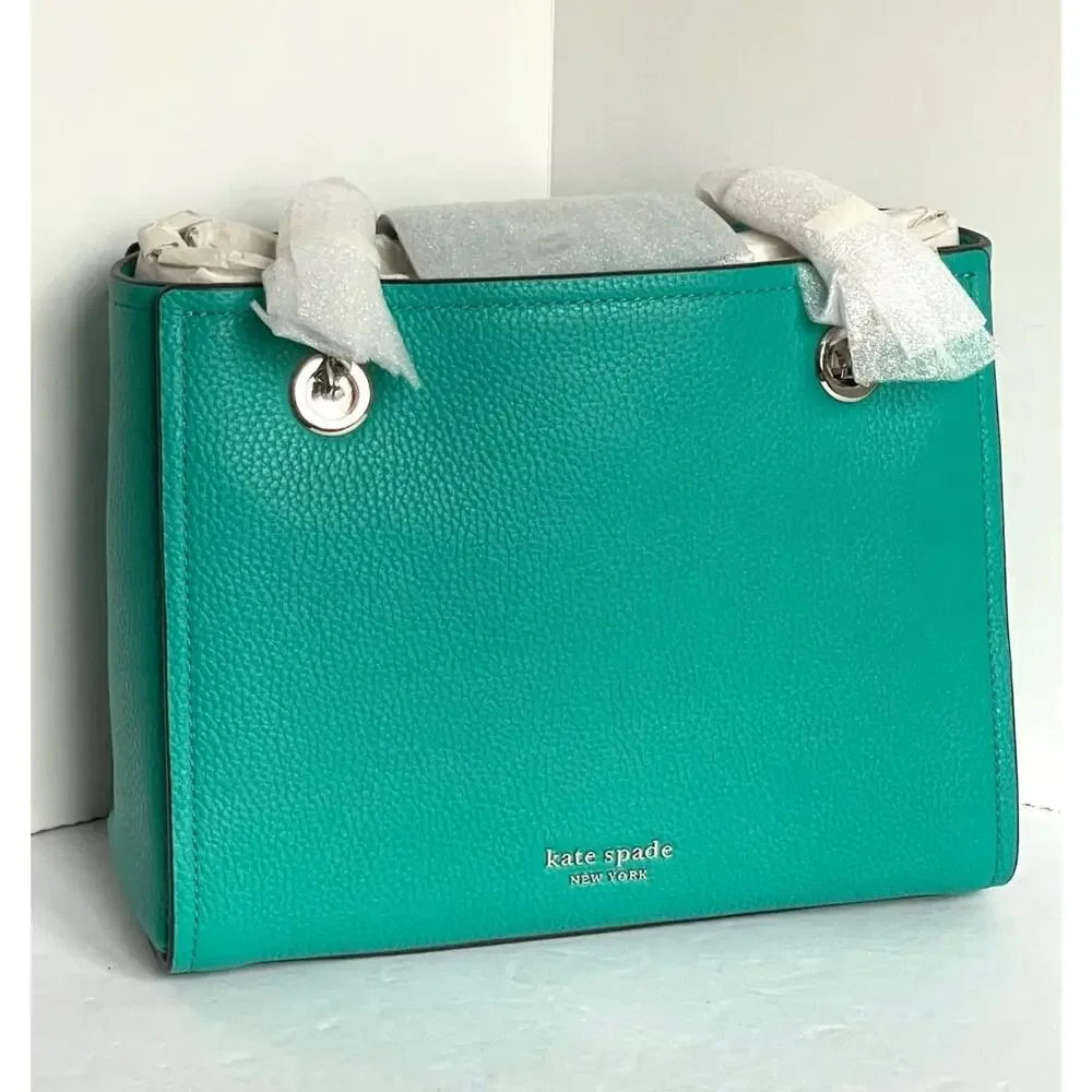 Kate Spade Amelia Medium Shoulder Bag Fiji Green Pebbled Leather Chain